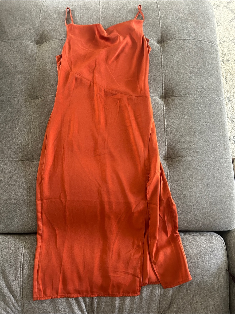 SHEIN Orange Midi Slip Dress